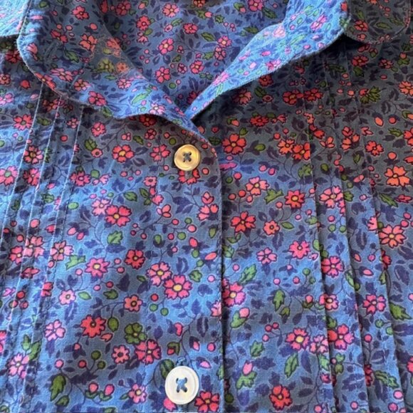Hartstrings Blue Pink Floral Button Shirt sz 6X - Picture 6 of 9